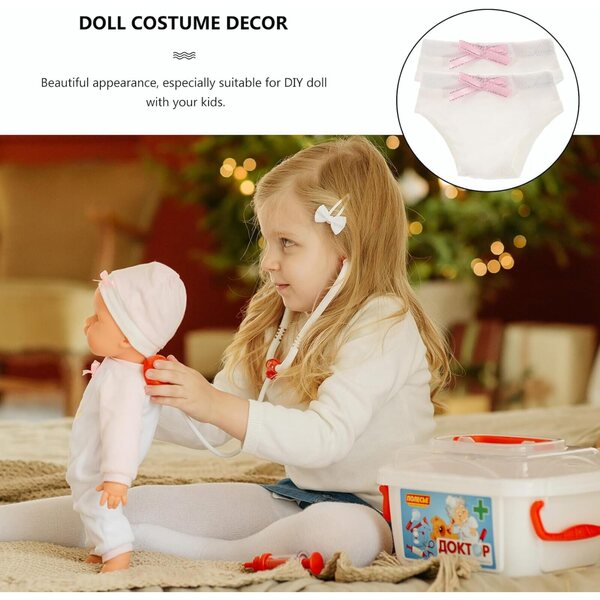 Set 2 Culotte per Bambola 18 Pollici in Tessuto Morbido Bianco Accessori Decorativi