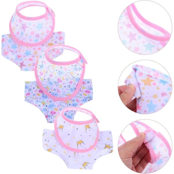 6-teiliges Set verstellbare Baumwollunterwäsche für 43-cm-Puppen – realistische und farbenfrohe Accessoires