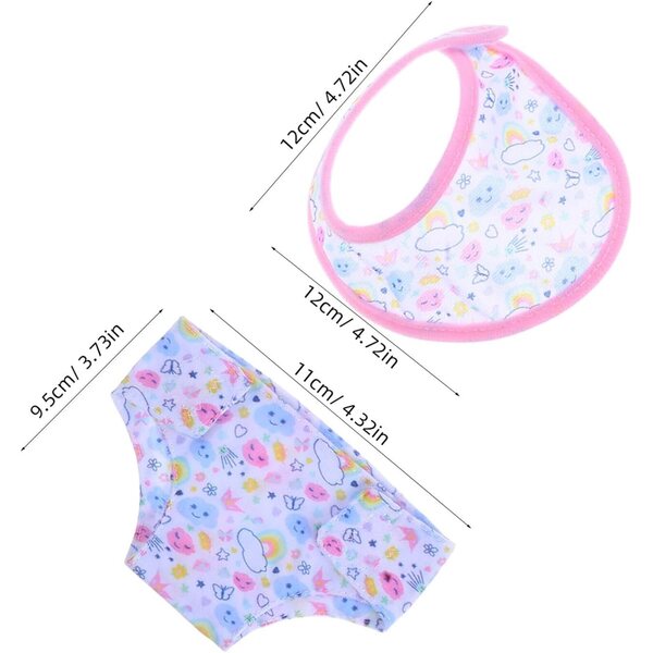 6-teiliges Set verstellbare Baumwollunterwäsche für 43-cm-Puppen – realistische und farbenfrohe Accessoires
