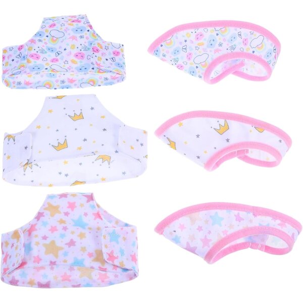 Set 3 Culottes e 3 Bavaglini Regolabili in Cotone per Bamboles - Giochi Creativi