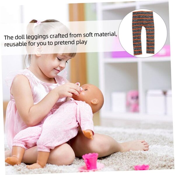 Leggings neri in tessuto morbido lavabile per bambole da 45 cm - accessorio riutilizzabile