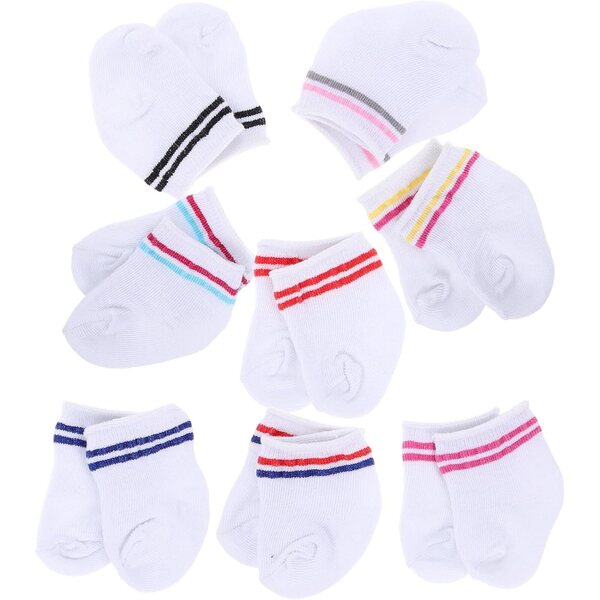 8 Paia Calzini a Righe per Bambola 45 cm - Accessori Abbigliamento Colorati e Confortevoli