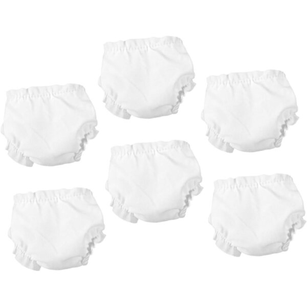 Set mit 6 weißen Culottes für 25-cm-Puppen, verstellbare und waschbare Unterröcke für Nachahmungsspiele