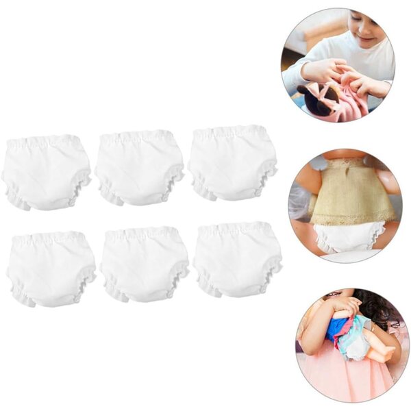Set mit 6 weißen Culottes für 25-cm-Puppen, verstellbare und waschbare Unterröcke für Nachahmungsspiele