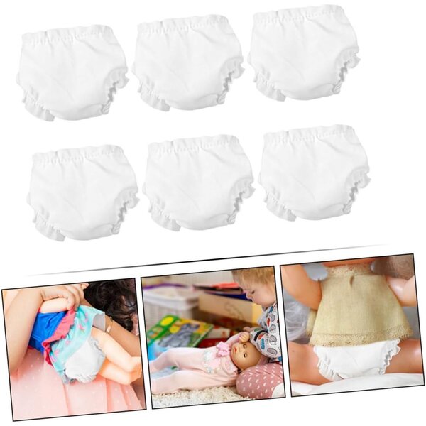 Set mit 6 weißen Culottes für 25-cm-Puppen, verstellbare und waschbare Unterröcke für Nachahmungsspiele