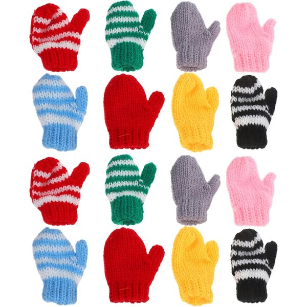 8 Paia di Mini Muffole in Filato per Casa delle Bambole - Accessori Creativi Colorati