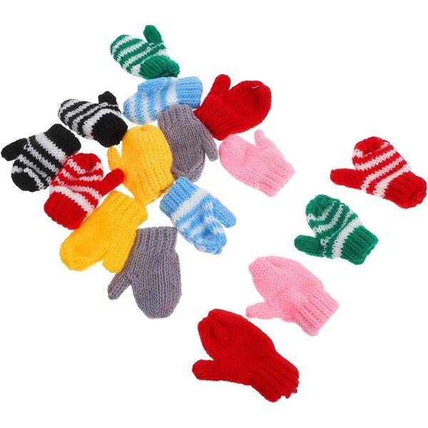 ERINGOGO 8 Coppie di Mini Guanti a Maglia Multicolori per Bambole, Accessori Fatti a Mano