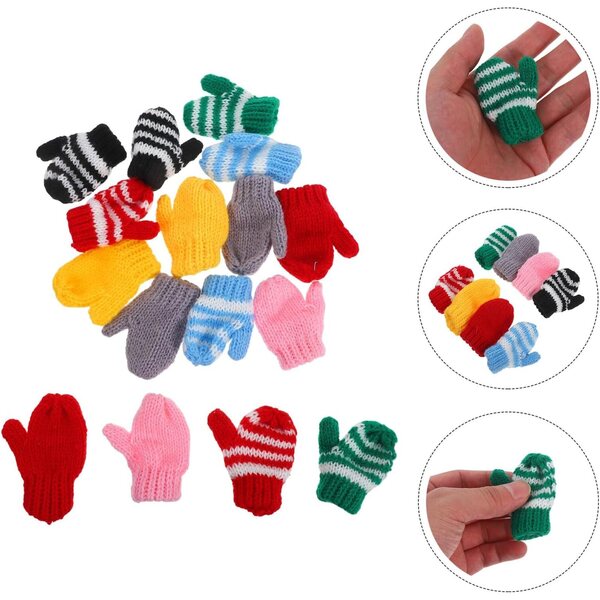 ERINGOGO 8 Coppie di Mini Guanti a Maglia Multicolori per Bambole, Accessori Fatti a Mano