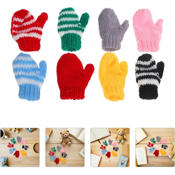 Vaguelly Mini Moufles In magliaes per Casa delle Bambole – 8 Paia Colorate e Morbide