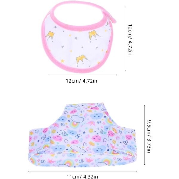 Set mit 6 Slips für 43-cm-Puppen mit farbigen Lätzchen und Fantasiemustern