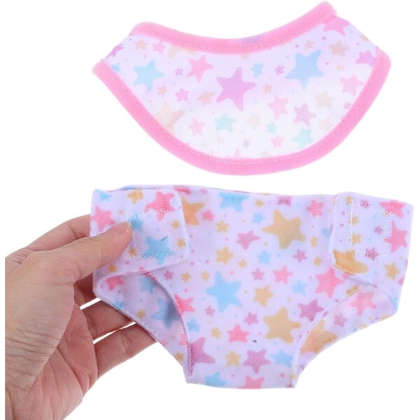 Set mit 6 Slips für 43-cm-Puppen mit farbigen Lätzchen und Fantasiemustern