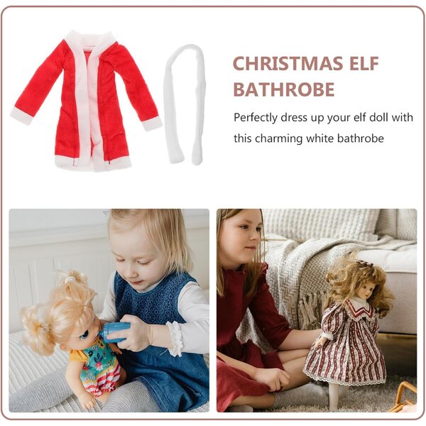 Peignoir di Natale Bianco per Bambole Elfo - Accessorio Festivo Elegante e Semplice