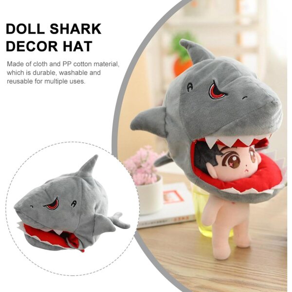 Chapeau en peluche requin per bambole, accessorio lavabile in tessuto e cotone PP