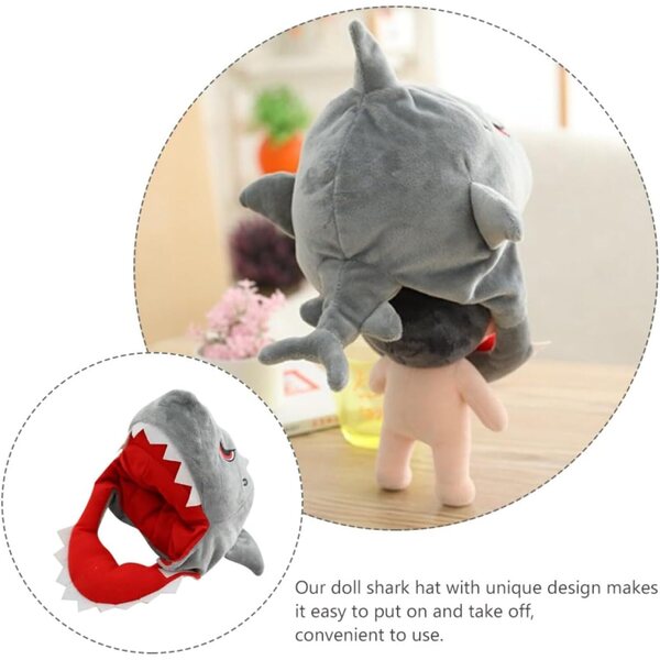 Chapeau en peluche requin per bambole, accessorio lavabile in tessuto e cotone PP