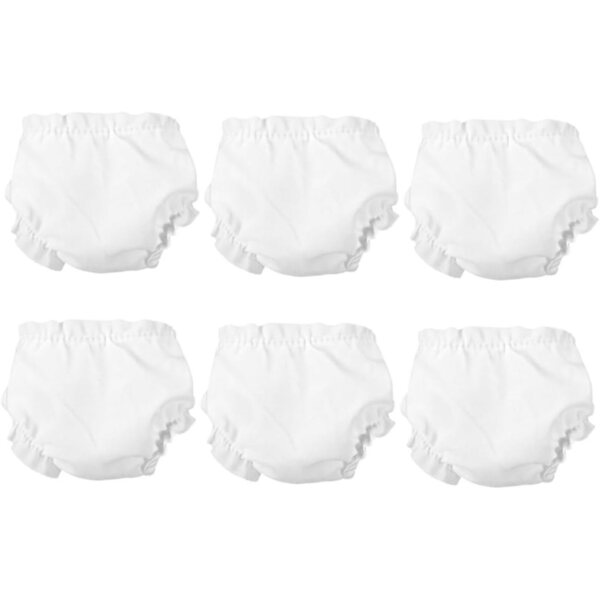 Set 6 Culottes Bianche Lavabili per Bambole 10 Pollici - Accessori Miniature in Tessuto