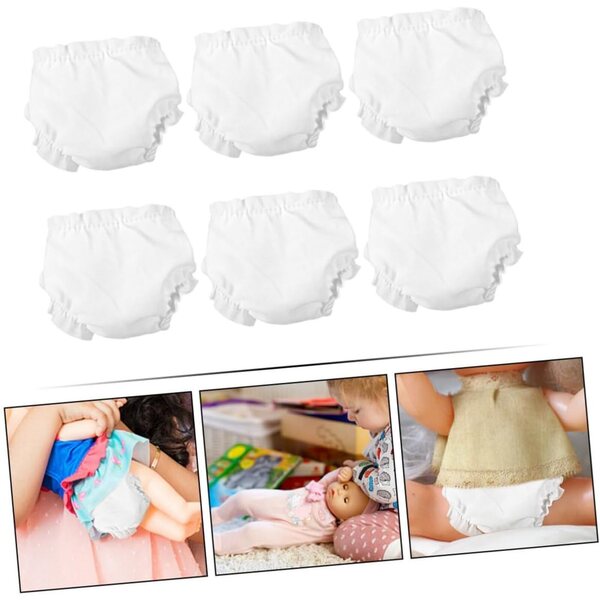 Set 6 Culottes Bianche Lavabili per Bambole 10 Pollici - Accessori Miniature in Tessuto