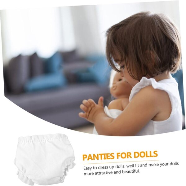 Set 6 Culottes Bianche Lavabili per Bambole 10 Pollici - Accessori Miniature in Tessuto