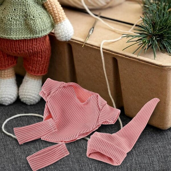 Rosa Kleidungsset für 18-cm-Puppen mit Polyesterschuhen und Hut