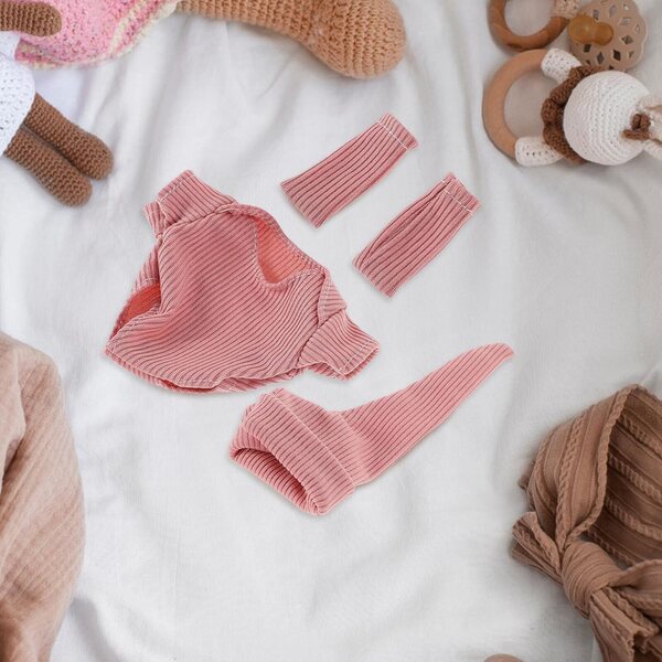Komplettes Kleidungsset für 18-cm-Puppen mit Schuhen und rosa Hut aus Polyester