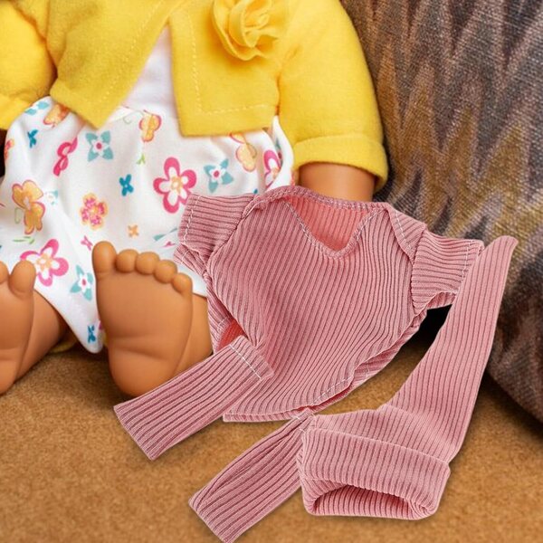 Komplettes Kleidungsset für 18-cm-Puppen mit Schuhen und rosa Hut aus Polyester