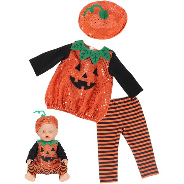 Abbigliamento Halloween per Bambole 16/18 Pollici - Costume Zucca con Pantaloni e Cappello