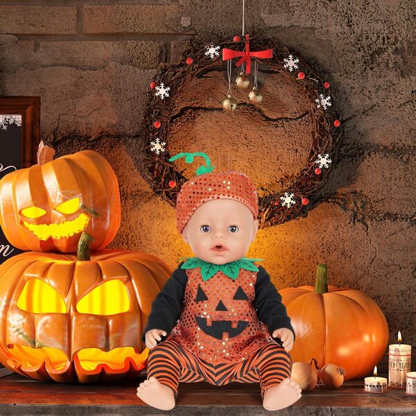 Abbigliamento Halloween per Bambole 16/18 Pollici - Costume Zucca con Pantaloni e Cappello