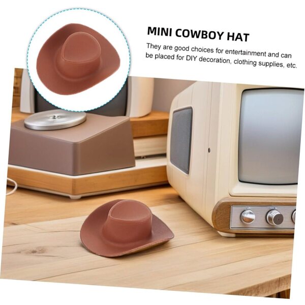 Mini chapeaux cowboy marron in plastica per decorazioni e progetti creativi 40 pezzi