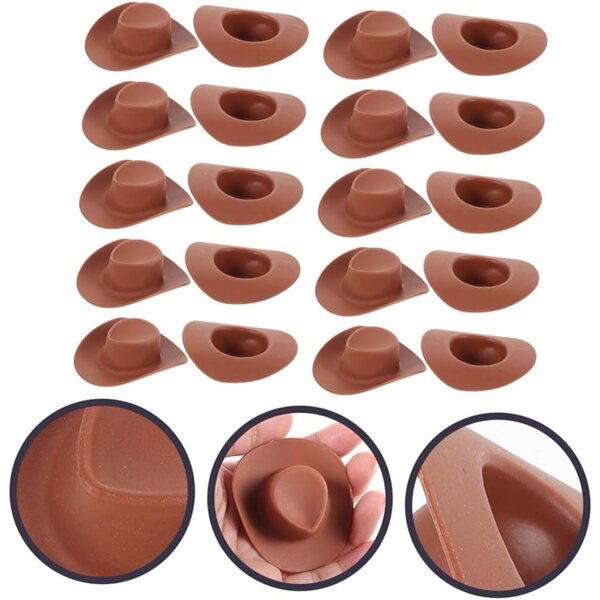 Mini chapeaux cowboy marron in plastica per decorazioni e progetti creativi 40 pezzi