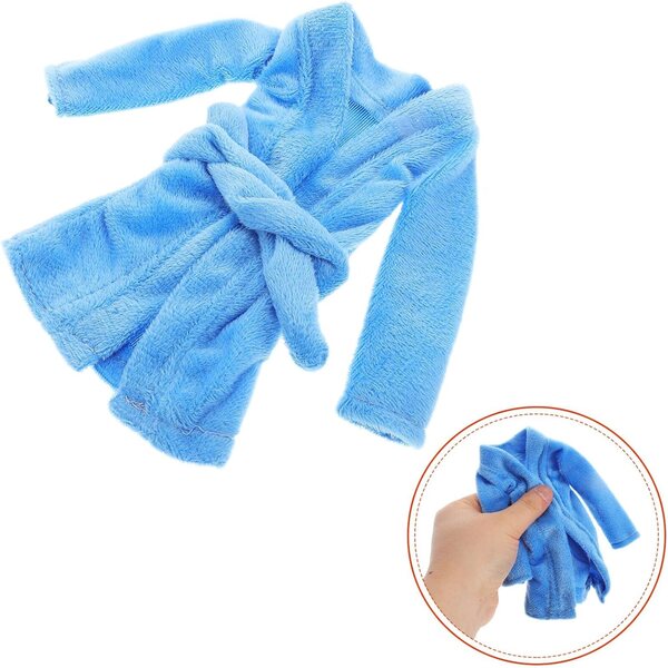 Peignoir Mini Bambole Blu Cielo in Tessuto Morbido, Accessorio Elegante e Versatile