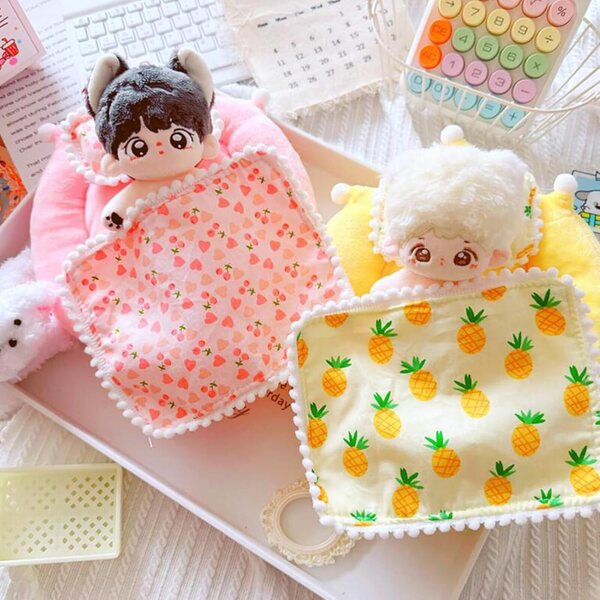Set Letto Bambole 20 cm con Materasso e Cuscino in Peluche per Case delle Bambole