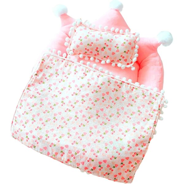 Set Letto Bambole 20 cm con Materasso e Cuscino in Peluche per Case delle Bambole