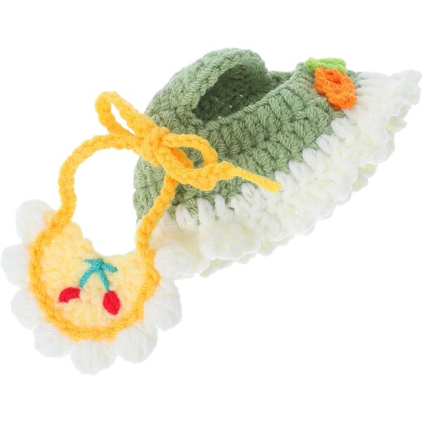 Set cappello e bavaglino per bambola Mikinona in cotone lavabile multicolore