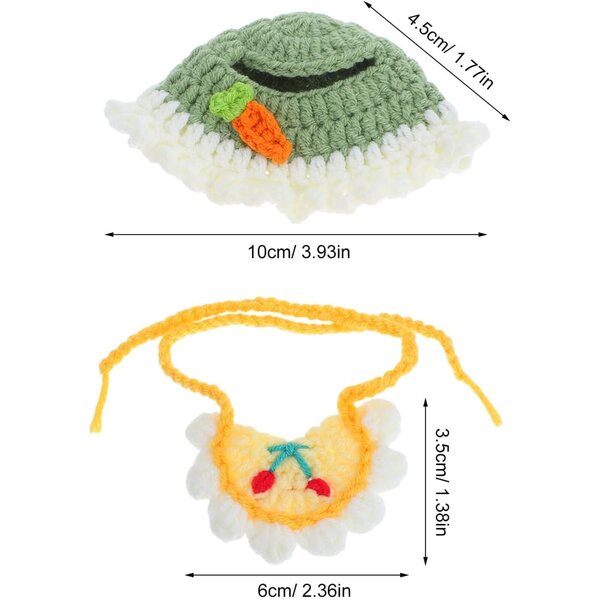 Set cappello e bavaglino per bambola Mikinona in cotone lavabile multicolore