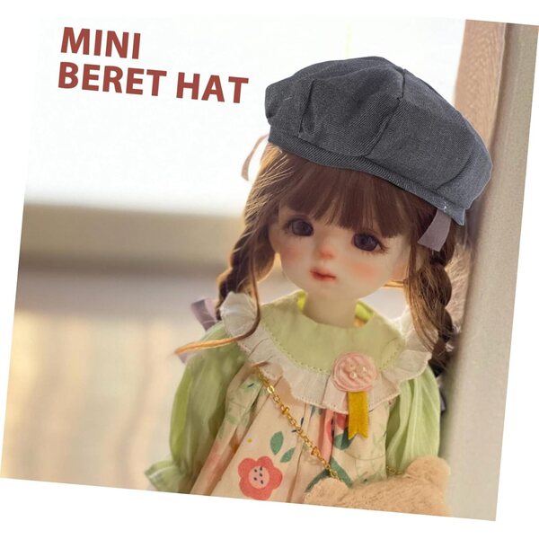 Mini cappello in poliestere grigio scuro per bambole, leggero e resistente, accessorio decorativo