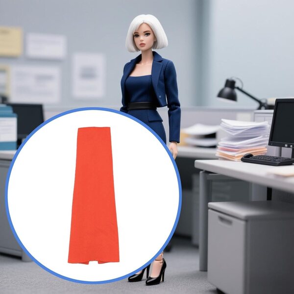Miniaturkleid für 1/6 Figuren – Damen-Etuikleid 15,5 cm Orange-Rot
