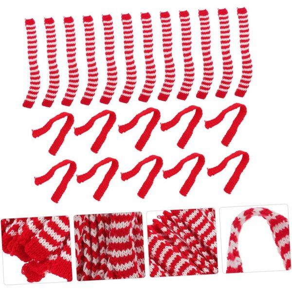 Set mit 20 roten Mini-Wollschals für Puppen und Weihnachtsparty-Dekorationen