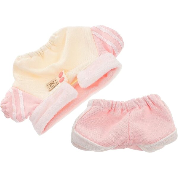Bekleidungsset für 20-cm-Puppen mit Umschlagkragen und rosa Baumwollhose