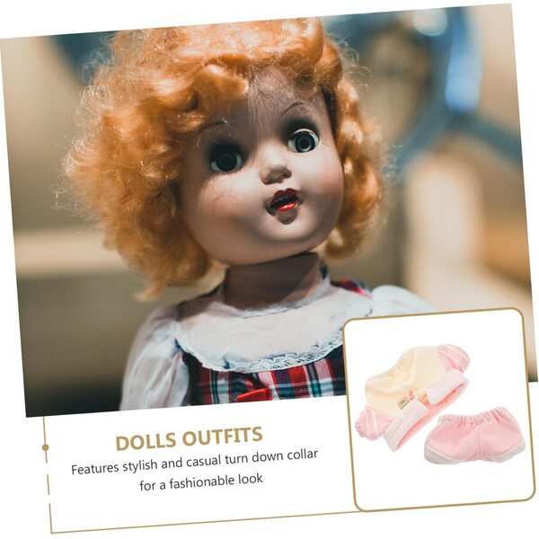 Bekleidungsset für 20-cm-Puppen mit Umschlagkragen und rosa Baumwollhose
