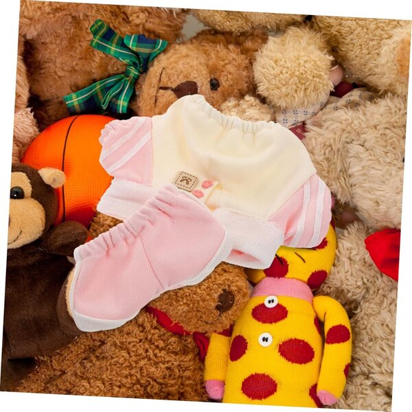 Bekleidungsset für 20-cm-Puppen mit Umschlagkragen und rosa Baumwollhose