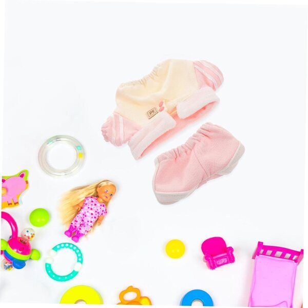 Bekleidungsset für 20-cm-Puppen mit Umschlagkragen und rosa Baumwollhose