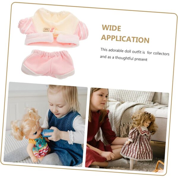 Bekleidungsset für 20-cm-Puppen mit Umschlagkragen und rosa Baumwollhose