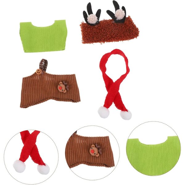 Beaupretty Set Abiti di Natale per Bambole 13 cm con Sciarpa, Cappello e Pantaloni