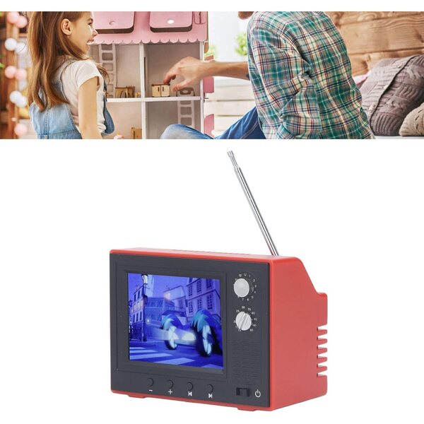 TV in Miniatura Retrò per Casa delle Bambole con Batteria Ricaricabile e Design Realistico