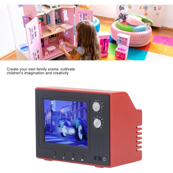 TV in Miniatura Retrò per Casa delle Bambole con Batteria Ricaricabile e Design Realistico