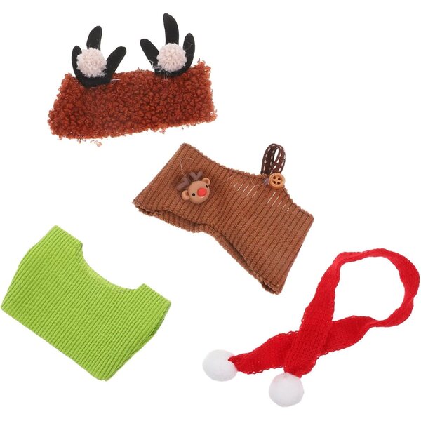 Tenuta di Natale per Bambole in Tricot e Pelliccia Colorata, Costume Festivo 10x7 cm