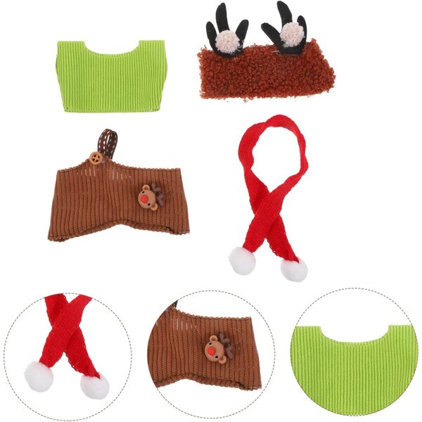Tenuta di Natale per Bambole in Tricot e Pelliccia Colorata, Costume Festivo 10x7 cm
