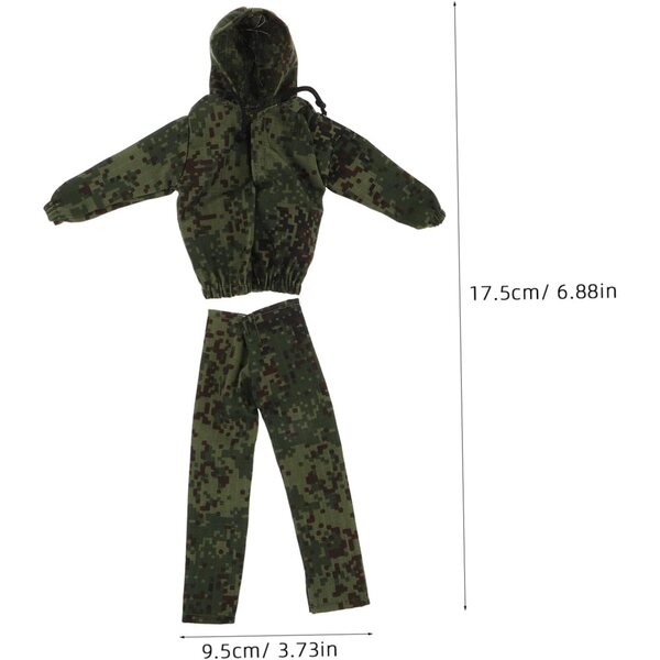Set Uniforme Militare Camouflage per Bambole 12 Pollici con Giacca, Pantaloni e Scarpe
