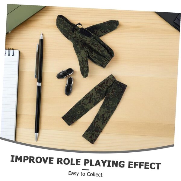 Set Uniforme Militare Camouflage per Bambole 12 Pollici con Giacca, Pantaloni e Scarpe