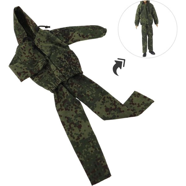 Set Uniforme Militare Camouflage per Bambole 12 Pollici con Giacca, Pantaloni e Scarpe
