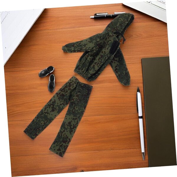 Set Uniforme Militare Camouflage per Bambole 12 Pollici con Giacca, Pantaloni e Scarpe